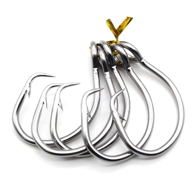 SENYUBBY 11/0-16/0 Big Game White Forged Offset Circle Hooks Shark & Swordfish (Pack of 10) - Image 1